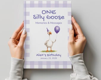 One Silly Goose Birthday Guestbook First Birthday Keepsake Book Baby Memory Book Goose 1st Birthday Gingham First Birthday Silly Goose Theme