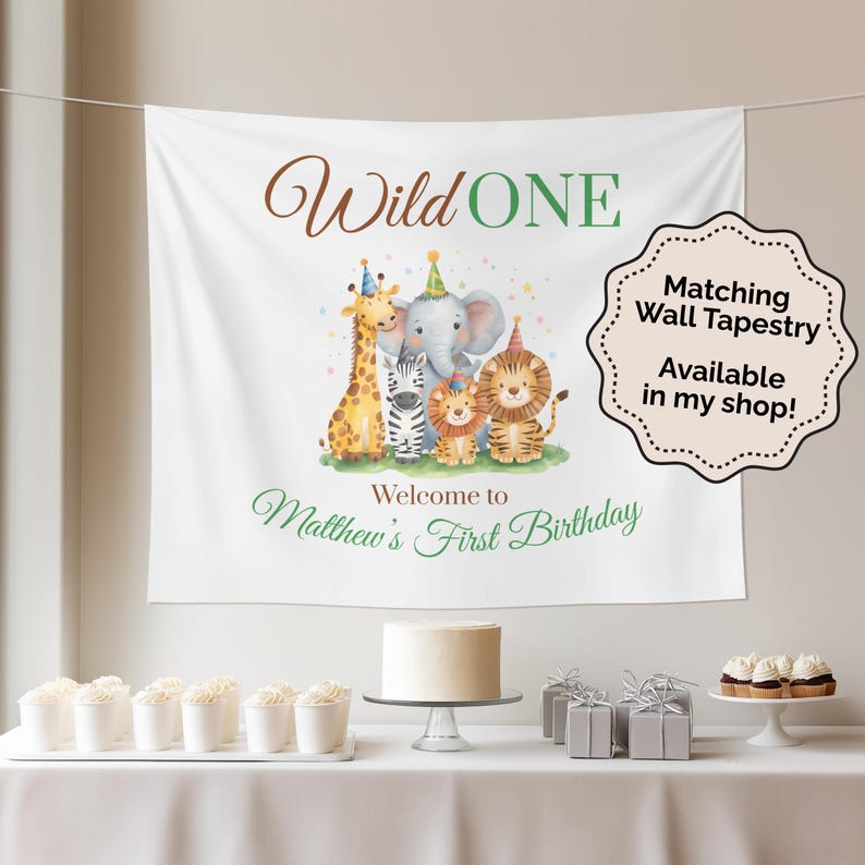 Wild One First Birthday Guestbook 1st Birthday Safari Jungle Animals 1st Birthday Wild One Boys Birthday First Birthday Keepsake Book image 8