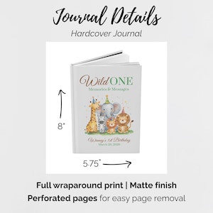 Wild One First Birthday Guestbook 1st Birthday Safari Jungle Animals 1st Birthday Wild One Boys Birthday First Birthday Keepsake Book image 5