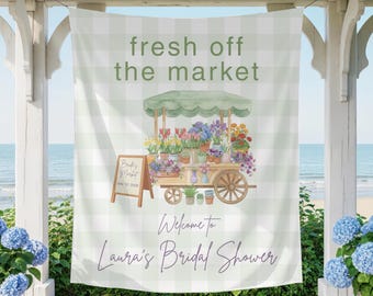Fresh Off The Market Bridal Shower Backdrop Market Bridal Shower Decor Engagement Tapestry Photo Backdrop Garden Wedding Shower