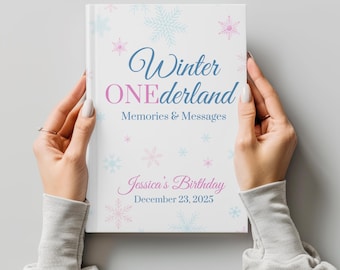 Winter Onederland Birthday Guestbook 1st Birthday Winter Themes Baby Memory Book Personalized First Birthday Book Snowflake Birthday Party