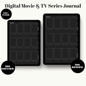 Digital Movie Dark Theme  , TV Series Journal | Film & Series Tracker, Review , Mood Board | Watchlist Organizer | PDF Note-Taking Apps