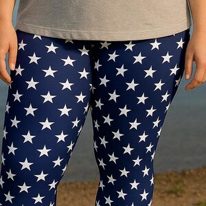 Star Leggings, Patriotic Leggings, Red White and Blue Stretchy Pants, USA, Fourth of July Gear, America, Activewear, American Flag Leggings