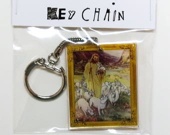 Jesus and His Fat Ass Unicorns - Original Art Keychain, Funny Keyring, Zipper Pull, Altered Painting, Original Illustration