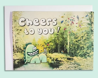 Cheers To You Greeting Card, Congratulatory Card, Celebration Greeting Card