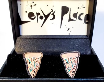 Pizza Supreme Cuff Links, Pizza Jewelry, Gifts for Guys, Father's Day, Groomsmen Gifts, Boyfriend Gift, Pizza Lover