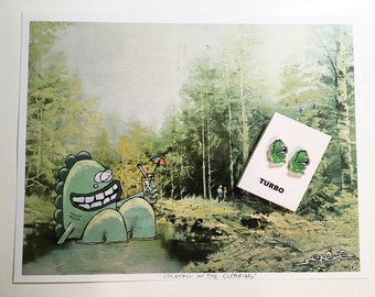 Turbo Monster Earrings and Print GIFT SET