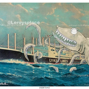 Sharktopus 8.5x11 Art Print Monster Makeover Art image 1