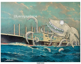 Sharktopus 8.5x11 Art Print - Monster Makeover Art