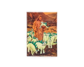 Original Art Magnet - "Jesus and his Handsome Stegosauruses"