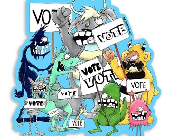 VOTE - Monster Art Die-cut Sticker