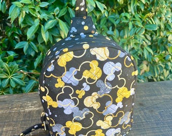 Disney Crossbody Sling Bag Mickey Heads Black and Gold