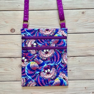 Bolso bandolera con diseño de gato de Cheshire de Disney, bolso de mano personalizado, País de las Maravillas