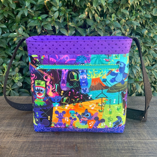 Disney Tiki Room Mickey Mouse Stitch Cross Body Bag Purse Custom  Handbag Lilo