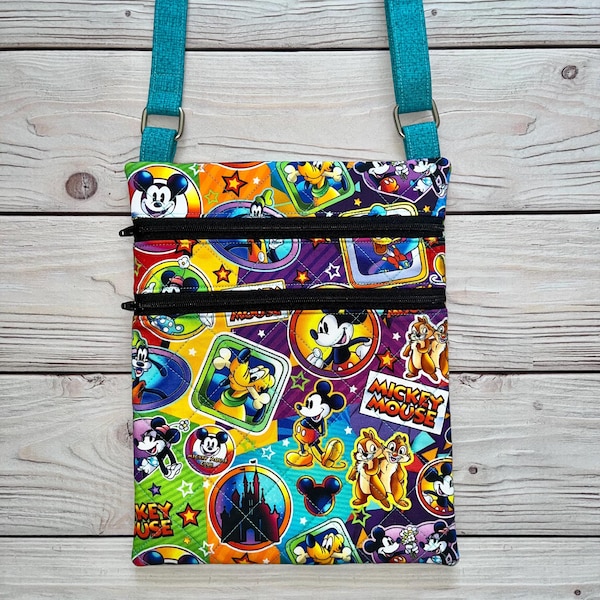 Disney Mickey and Gang Cross Body Bag Purse Custom  Handbag Minnie Donald Duck Chip and Dale Goofy