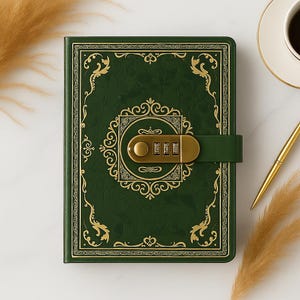 Diario verde A5 con lucchetto a combinazione - Diario retrò in similpelle con lucchetto a combinazione, taccuino per la privacy per uomini e donne, idea regalo o per scrivere