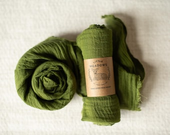 Organic Cotton Gauze Kerchief/Scarf (mossy green)