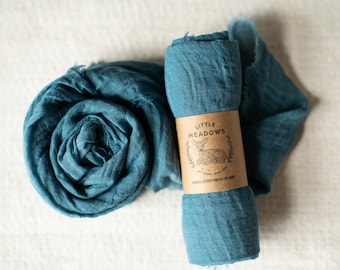 Organic Cotton Gauze Kerchief/Scarf (teal blue)