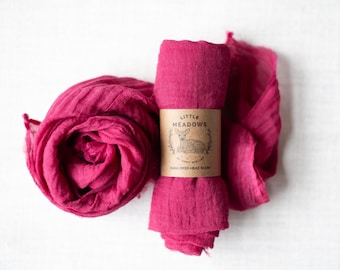 Organic Cotton Gauze Kerchief/Scarf (rose pink)