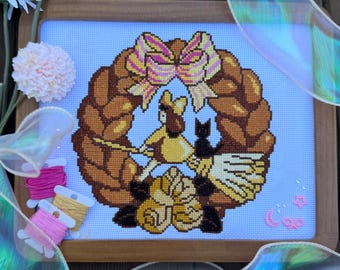 Kiki's Delivery Service Bakery Wreath - PDF Cross Stitch Pattern