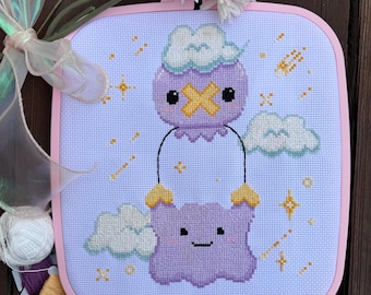 Drifloon and Ditto Floating Away! - PDF Cross Stitch Pattern