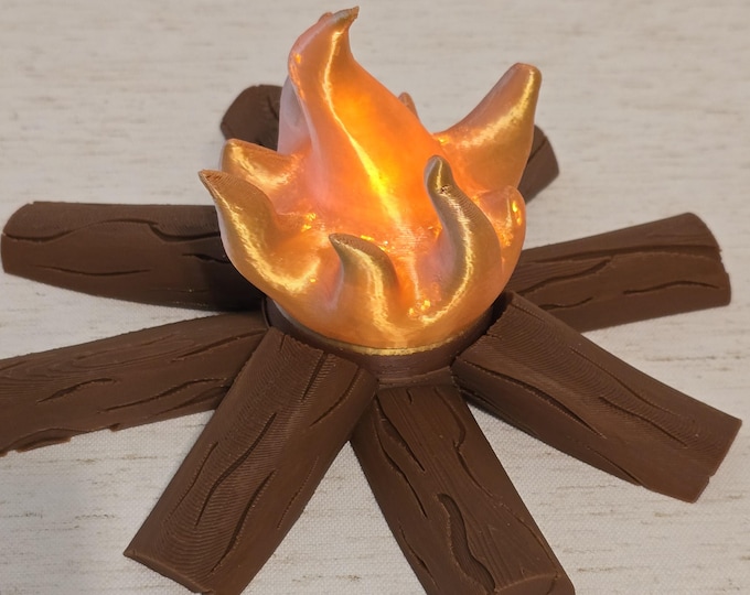 Mini Campfire Tea Light Holder | 3D Printed LED Fake Fire | Rustic Cabin & RV Decor | Outdoorsy Gift for Campers and Hikers