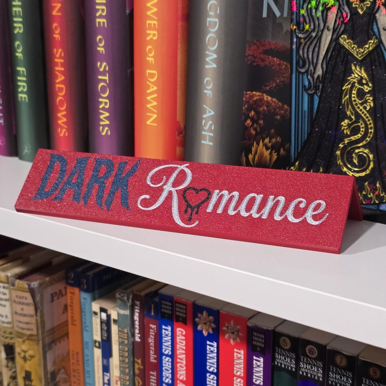 Romance Library Sign Journey Into Dark Romance | 3D Printed Bookshelf Sign | Booktok Spicy ...