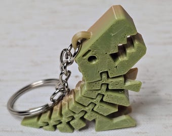 Articulated T-Rex Keychain - 3D Printed Dinosaur, Pixel Design, Fidget Toy, Durable PLA, Lightweight, Unique Accessory.