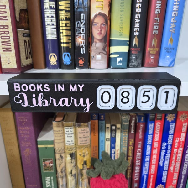 Library Tally: Books in My Library 3D Printed Bookshelf Counter with Storage Box for Book Lovers, Shelf Organizer, Book Collection Tracker