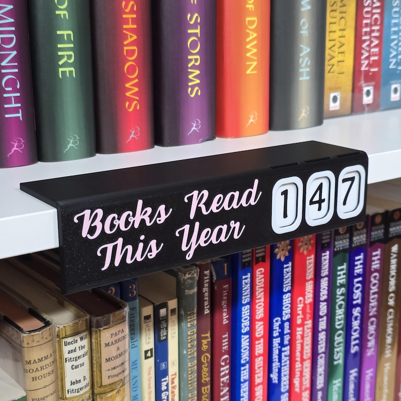 Tome Tally 3D Printed Books Read Counter with Storage Box | Shelf Organizer for Books Read This Year | Book Tracker Gift image 1