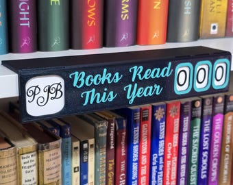 Monogram Tome Tally Reading Tracker | Personalized Book Counter with Initials | Custom Bookshelf Decor
