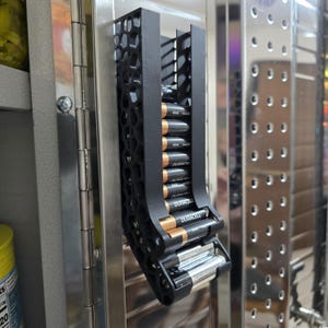 AA & AAA Battery Holder and Dispenser | Wall, Cabinet, Pantry Mount | 3D Printed Voronoi Organizer