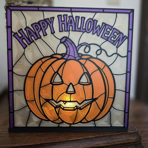 ステンドグラス ランプ ハロウィン 3Dプリントステンドグラスハロウィンかぼちゃ｜ジャック・オー