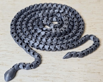 3D Printed Snake 50in - Flexible, Realistic, Fidget, Sensory, Desk Decor, Multi-color, Novelty Gift.