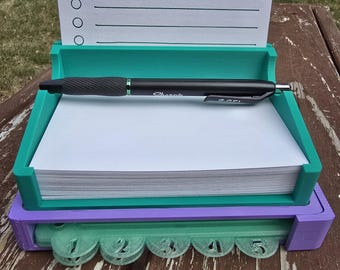 Horizontal StencilStack Caddy, 3D Printed Index Card Holder/Organizer with Magnetic Easel, 7 Templates