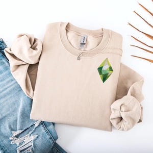 Sims-Inspired Sweatshirt | Green Plumbob Hoodie | Gamer Aesthetic Crewneck | Cozy Gaming Sweatshirt | Simming Sweatshirt Gift | Customizable