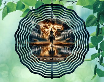 Cowboy Wind Spinner PNG, Country Sublimation Wind Spinner Designs, Western Windspinner PNG Design, Rustic Horse Wind Spinner Template