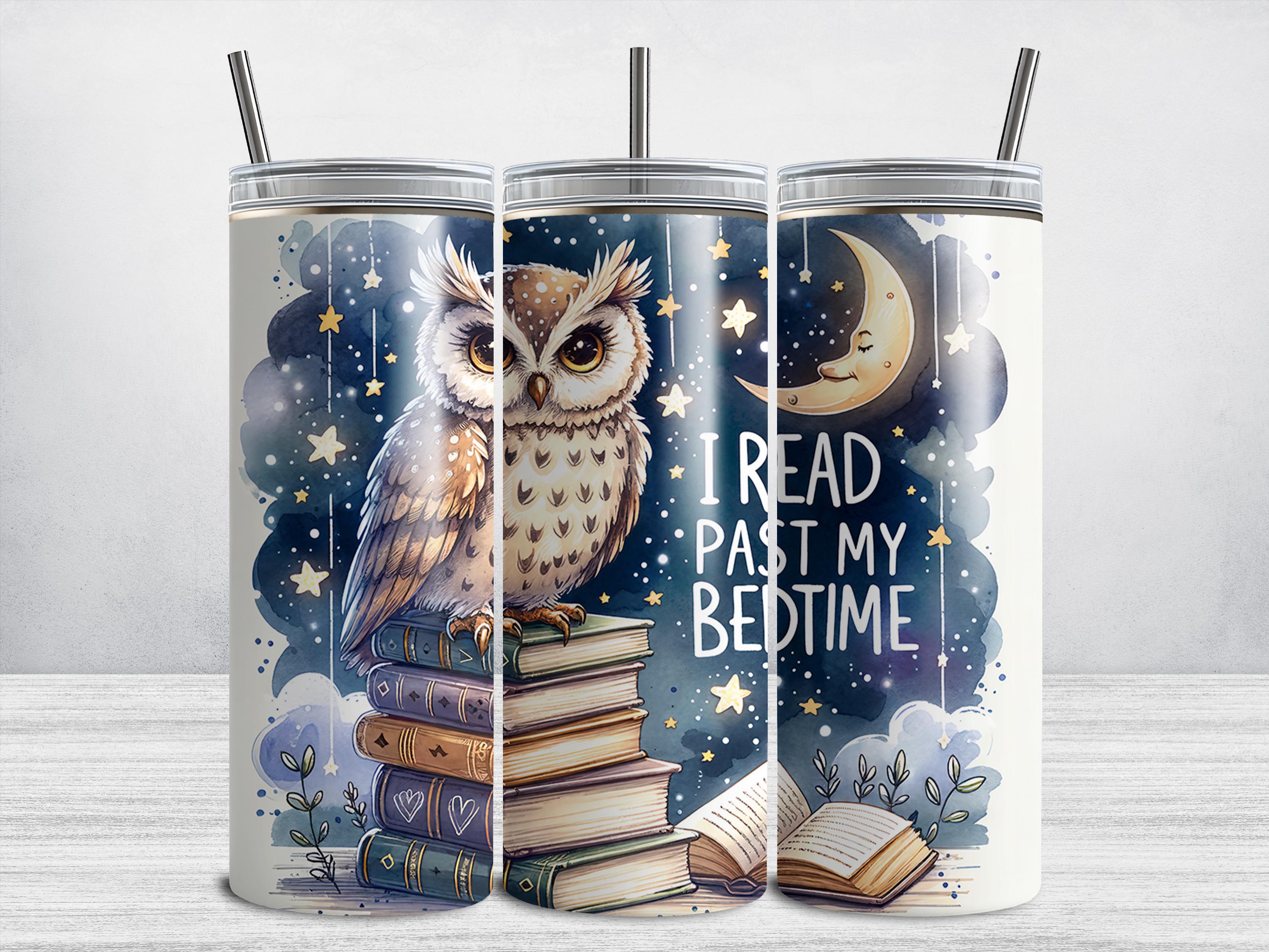 Bookish Tumbler Wrap, Night Owl I Read Past My Bedtime Tumbler Wrap, 20oz Skinny Tumbler PNG, Book Reading Sublimation Design
