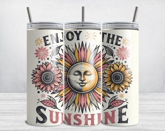 Profitez de l'emballage de verre d'été soleil, verre d'été skinny 20 oz PNG, design de verre à sublimation Summer Vibes TÉLÉCHARGEMENT NUMÉRIQUE