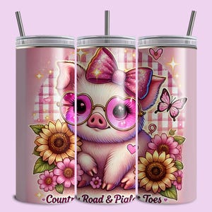 Country Road & Piglet Toes Pig Tumbler Wrap, 20 oz Funny Pig Tumbler Wrap PNG, Cute Pig Tumbler, Sublimation Tumbler Design