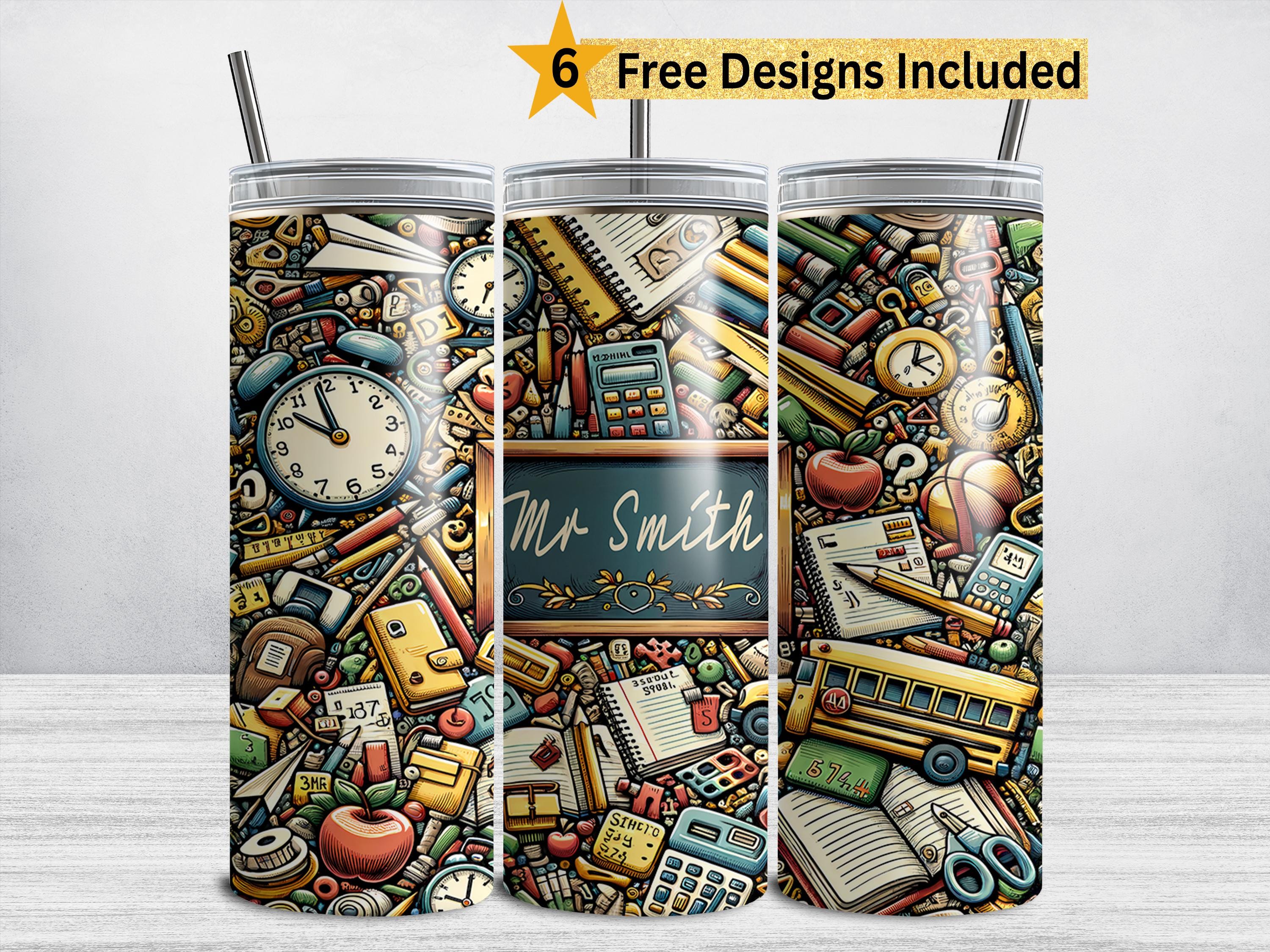 Teacher Tumbler Wrap PNG, Add Name, 20 Oz Skinny Sublimation Tumbler ...