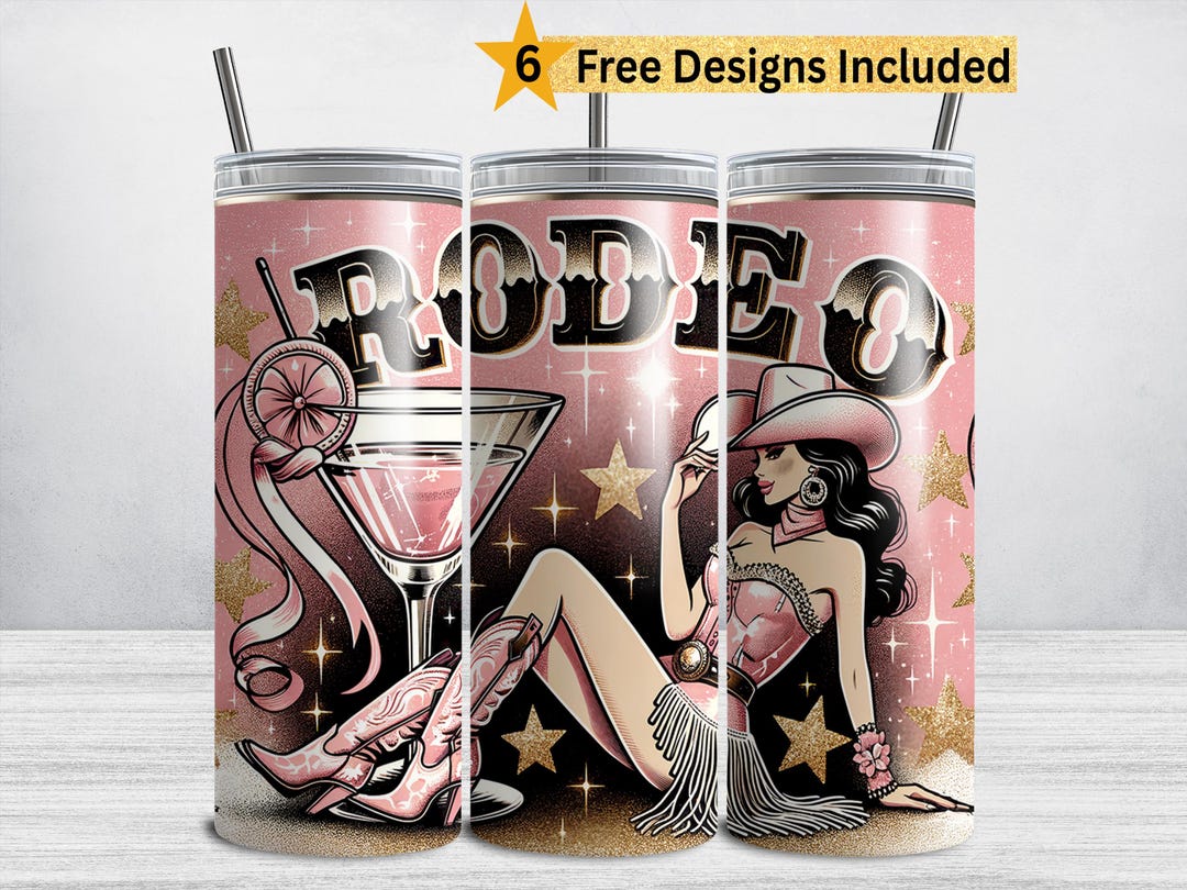 Cowgirl Rodeo Tumbler Wrap, 20 Oz Skinny Tumbler Sublimation Design PNG ...