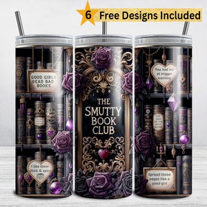 Book Tumbler Wrap, The Smutty Book Club Book Lover Design, Book Lover 20 oz Skinny Straight Tumbler Sublimation Design, Bookish Dark Romance