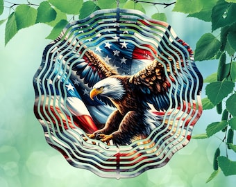 Patriottische adelaar windspinner PNG, Amerikaanse vlag sublimatie windspinner ontwerpen, 4 juli windspinner PNG-ontwerp, vierde juli spinner