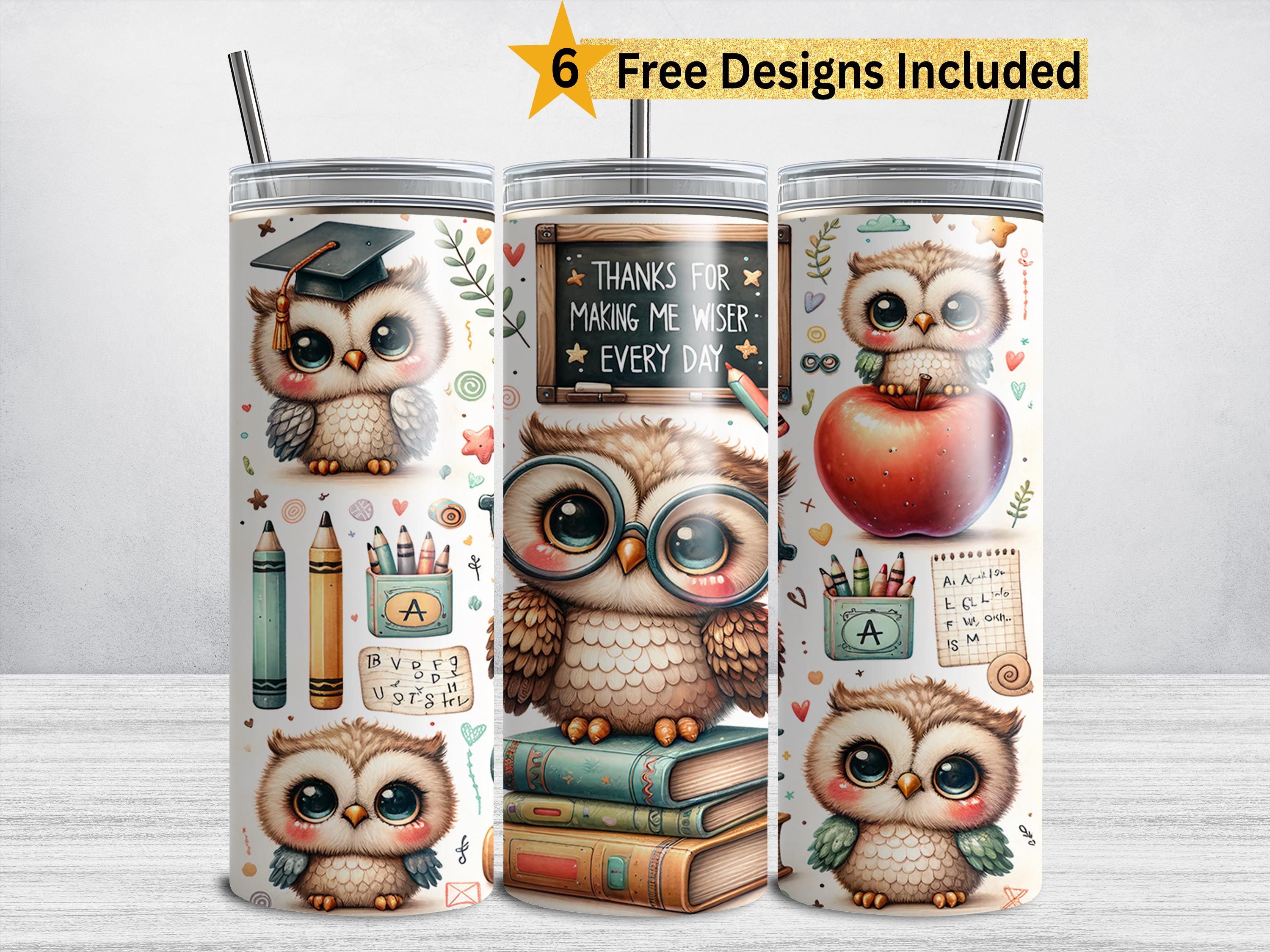 Teacher Appreciation Tumbler Wrap, Owl 20 oz Skinny Tumbler Sublimation Design, Teacher PNG, Back to