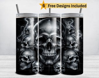 Spooky skelet beker wrap, Halloween schedel 20 Oz mager sublimatie beker ontwerp, Halloween schedel decor digitale download