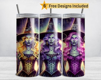 Halloween Spooky Witch Tumbler Wrap, 20 oz Skinny Tumbler Sublimation Design, Halloween Witch PNG, Witchy Vibes Witchcraft DIGITAL