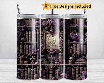 Romantasy Books Tumbler Wrap PNG, Buch Freund, Dark Romance 20 oz Skinny Tumbler Sublimation Design, Gothic Fantasy Buchliebhaber Smut