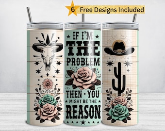 Grappige bekeromslag, sarcastische citaten 20 oz mager sublimatieontwerp beker, als ik het probleem ben, ben jij misschien de reden, bevestigingen