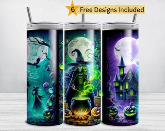 Hexe Tumbler Wrap, 20 oz Skinny Tumbler Sublimationsdesign, Witchy Halloween PNG, Gothic Herbst, Gruselige Saison DIGITAL DOWNLOAD